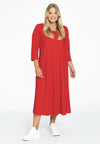 Long A-line dress COTTON - red