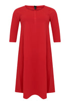 Long A-line dress COTTON - red  - #4