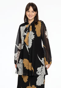 Tunic wide bottom FLOWER - black - #1