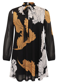 Tunic wide bottom FLOWER - black - #3