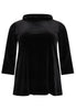 Shirt A-line standing collar VELVET - black  - #3