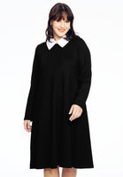 Dress contrast collar INTERLOCK - black  - #1