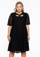 Dress A-line cut-out LACE - black - #1