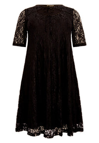 Dress A-line cut-out LACE - black - #4