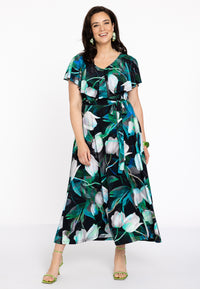 Dress frilled V-neck TULIPS - black - #2