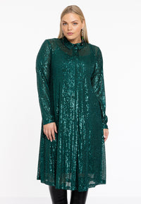 Dress blouse paillettes - green - #1