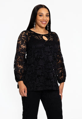 Tunic puff sleeve LACE - black  - #1