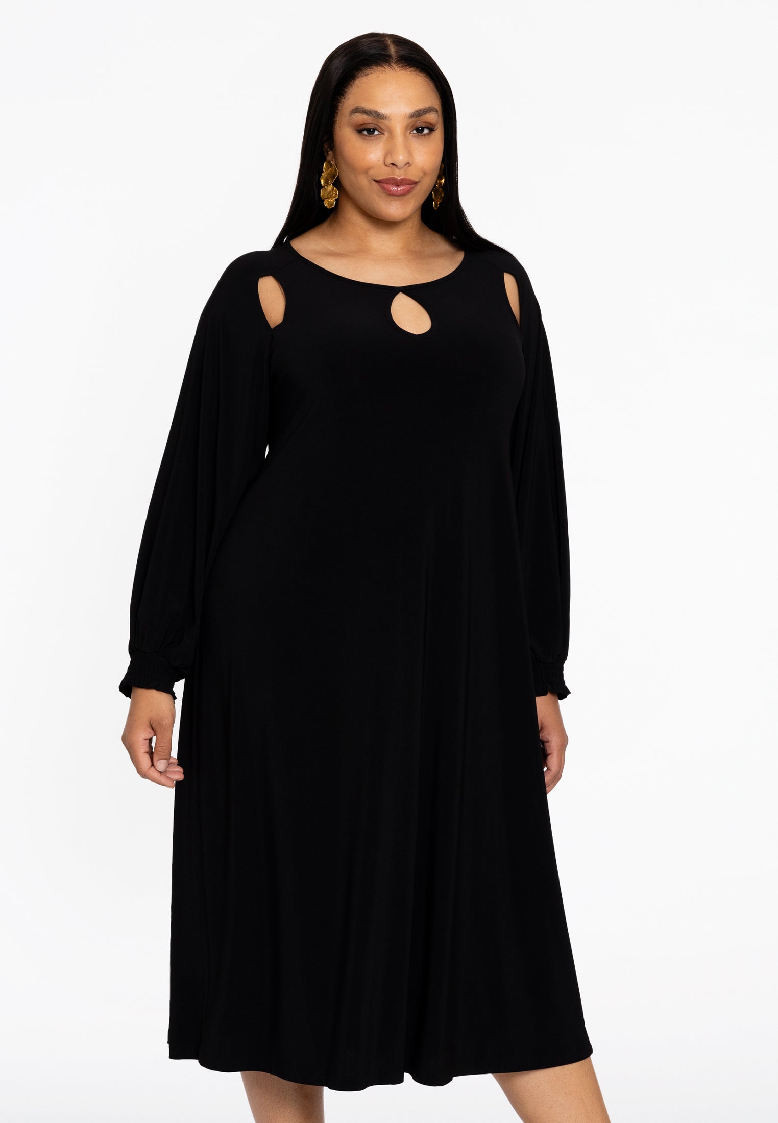 Plus Size Yoek Jurken Yoek Jurk Cut-out DOLCE Zwart Hotsell Kleding