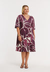 Jurk met koordjes floral merlot - donkerrood