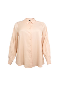Shirt A-line bow SATIN - pink - #3