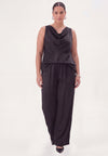 Trousers straight SATIN - black - #1