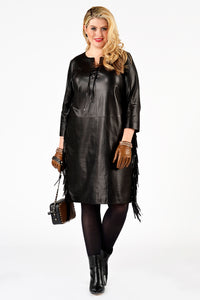 Dress fringing leather - black - #1