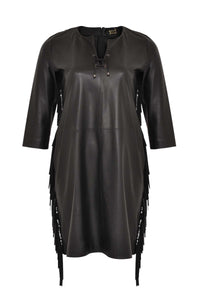 Dress fringing leather - black - #4
