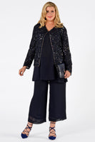 Jacket v-neck circle beaded - blue - #2