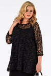 Shirt flare beaded trim LACE - black 