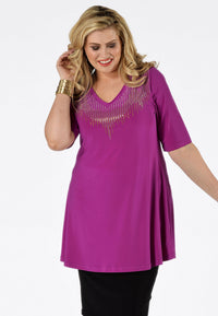 Shirt flare strass neck DOLCE - pink - #1
