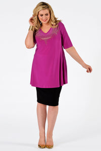 Shirt flare strass neck DOLCE - pink - #2
