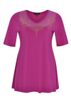 Shirt flare strass neck DOLCE - pink - #4