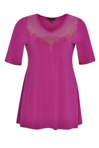 Shirt flare strass neck DOLCE - pink - #4