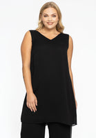 Singlet long v-neck voile UNI - black  - #1