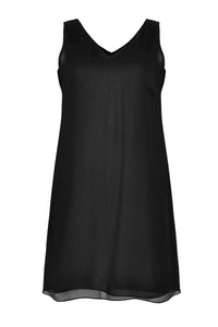 Singlet long v-neck voile UNI - black - #4