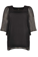 Blouse wide sleeves voile UNI - black  - #4