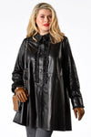 Blouse ruffled leather - black 