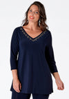 Shirt flare beaded v-neck DOLCE - blue - #1