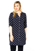 Tunic grandad collar DOTS - blue