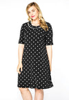 Dress pearl neck DOTS - black 