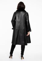 Coat fur collar LEATHER - black  - #3