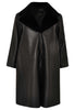 Coat fur collar LEATHER - black  - #4