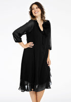 Dress ruffled VOILE - black  - #1