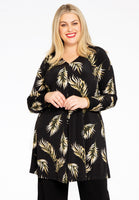 Tunic V-neck pleat PALM - black  - #1