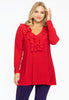 Tunic flare ruffled V-neck DOLCE - red 