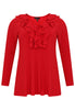 Tunic flare ruffled V-neck DOLCE - red - #3