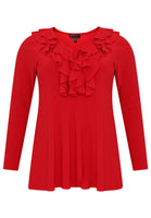 Tunic flare ruffled V-neck DOLCE - red - #3