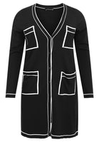 Cardigan contrast piping - black - #4