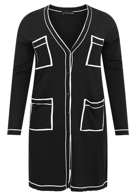 Cardigan contrast piping - black  - #4