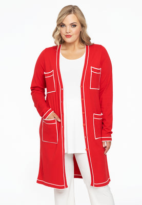 Cardigan contrast piping - red  - #1