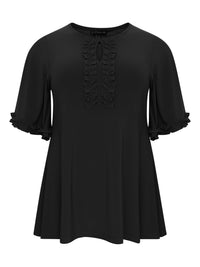 Tunic flare frilled sleeves DOLCE - black - #4