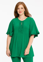 Tunic flare frilled sleeves DOLCE - green - #1