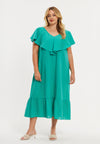 Jurk swing met ruches soft cotton - Groen