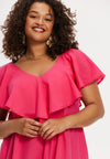 Jurk swing met ruches soft cotton - roze