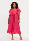 Jurk swing met ruches soft cotton - roze