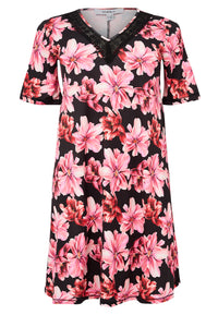 Dress A-line double v-neck LILIUM - pink - #1