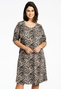 Dress A-line LEOPARD - brown - #1