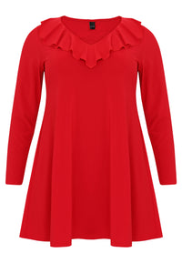 Tunic wide bottom frilled DOLCE - red - #1