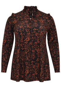Tunic flare grandad collar IRIS - black - #4