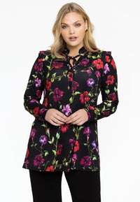 Tunic flare frilled collar LOU - black - #1